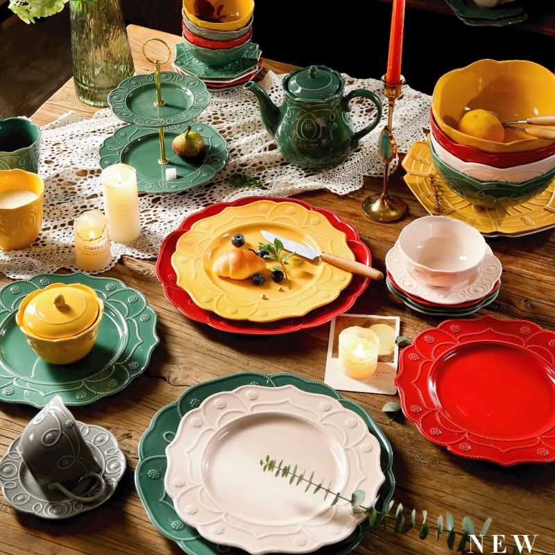 Bright Color Gift Dinnerware Wholesale with Embossed Design-1