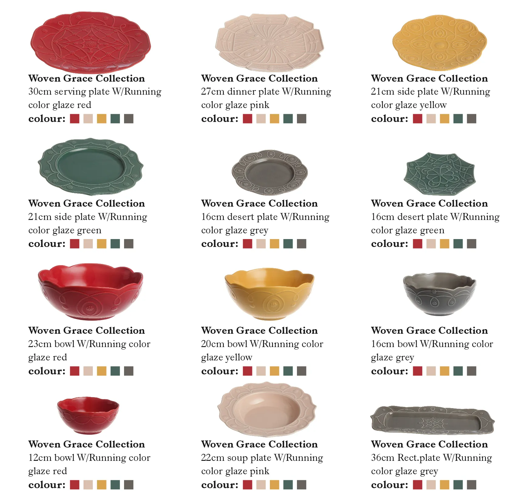 Bright Color Gift Dinnerware Wholesale with Embossed Design-10