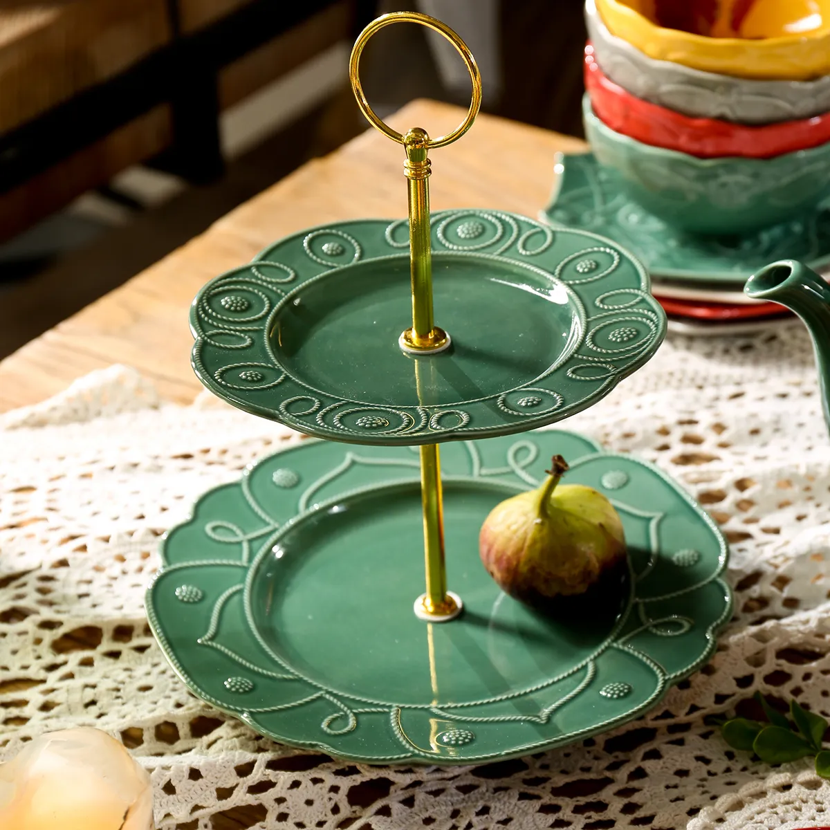 Bright Color Gift Dinnerware Wholesale with Embossed Design-2