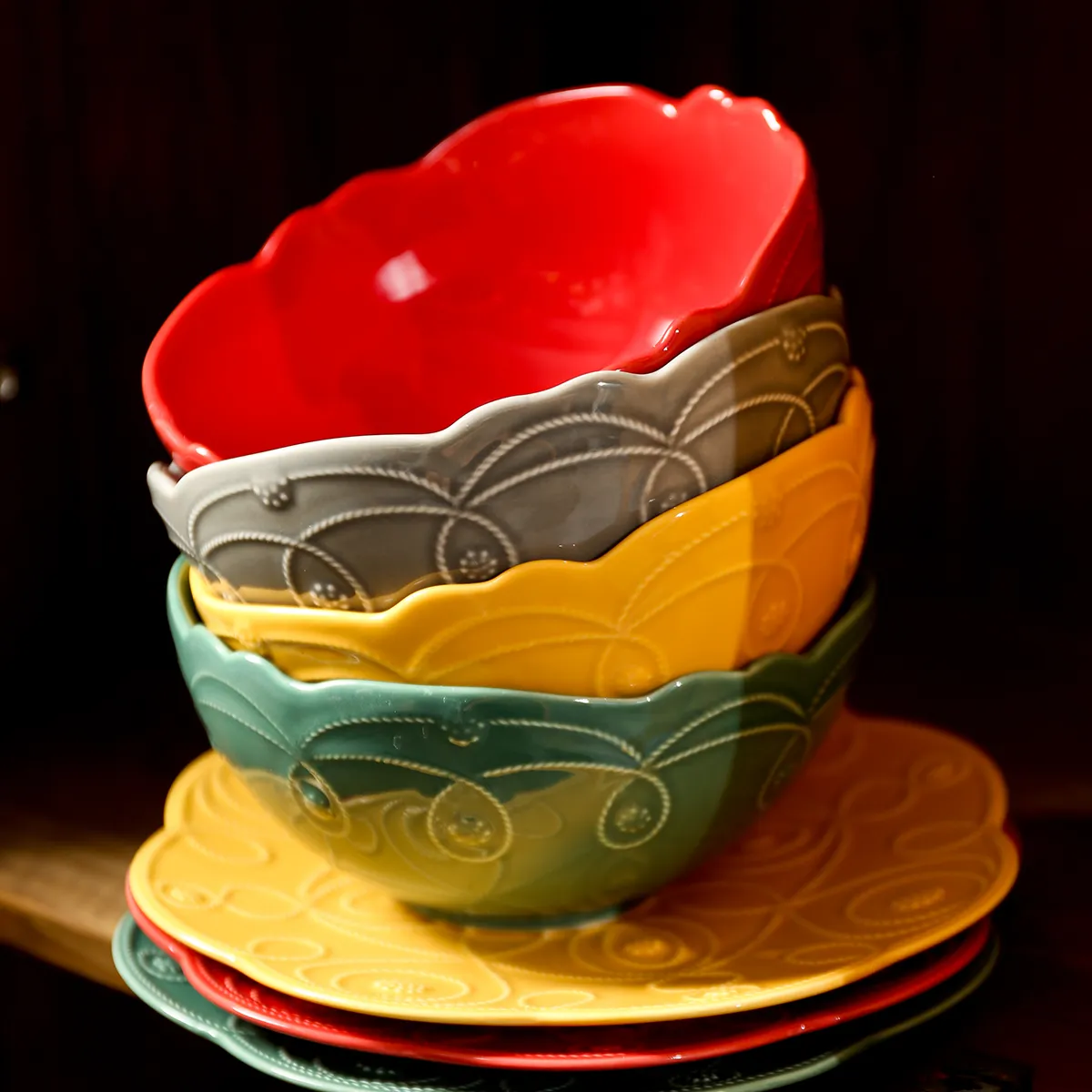Bright Color Gift Dinnerware Wholesale with Embossed Design-4