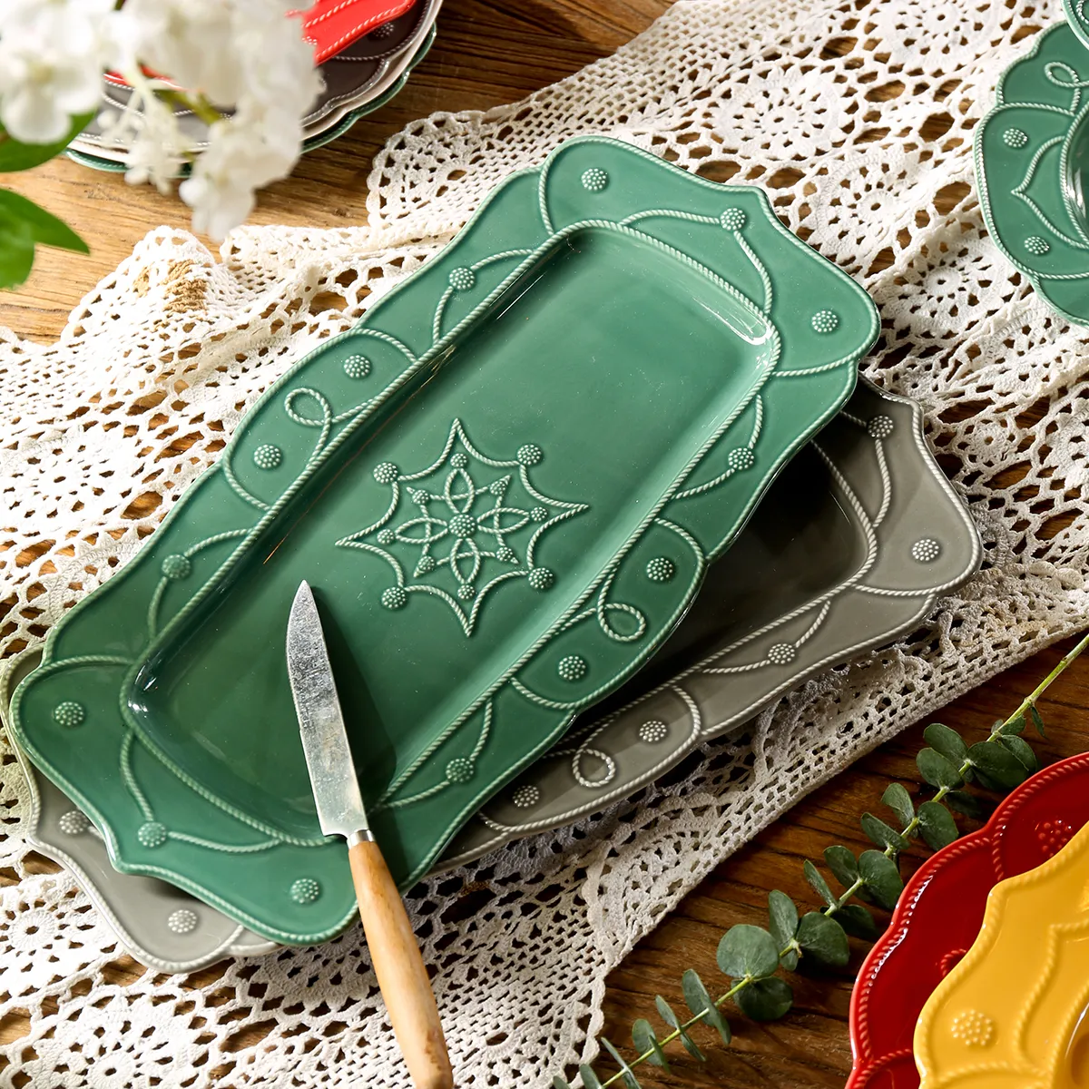Bright Color Gift Dinnerware Wholesale with Embossed Design-6