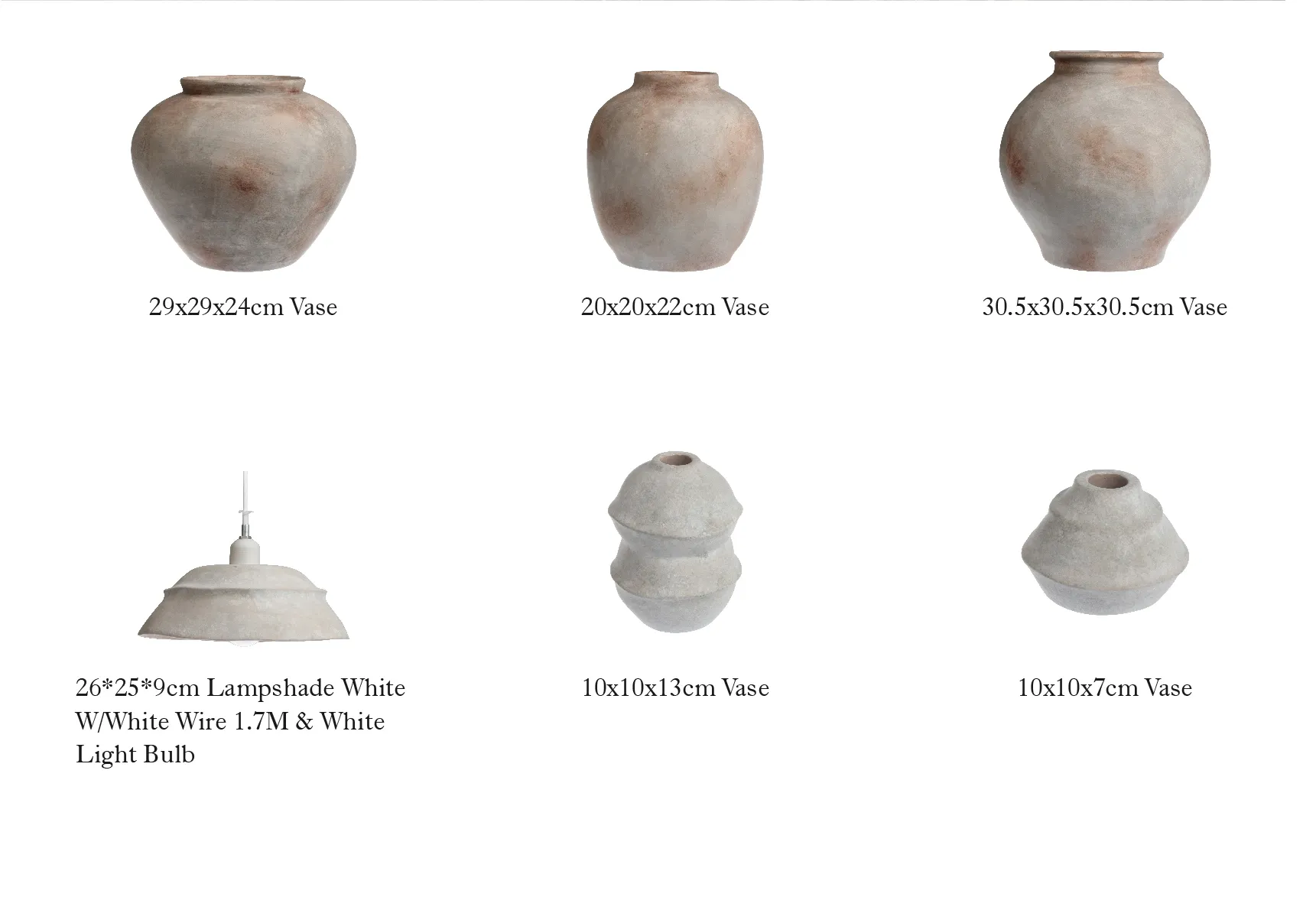 Vases à fleurs en ciment texturé vendus en gros, ensemble minimaliste de 6 vases