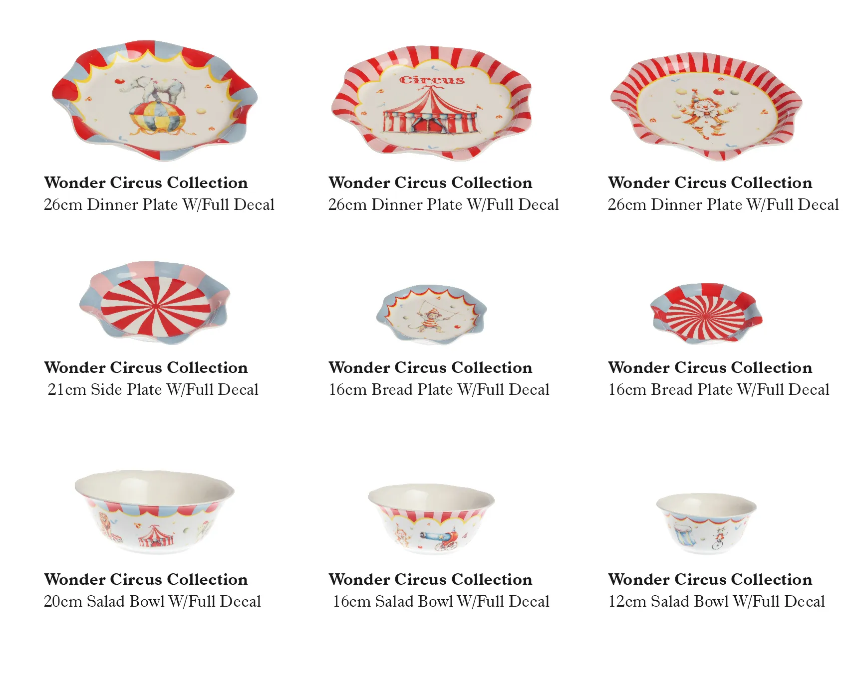 Circus-Themed Colored Tableware Wholesale Complete Sets-9