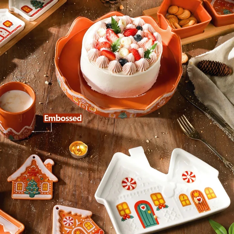 Embossed Dinnerware Sets Wholesale With Gingerbread Design-4