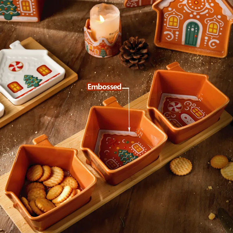 Embossed Dinnerware Sets Wholesale With Gingerbread Design-5