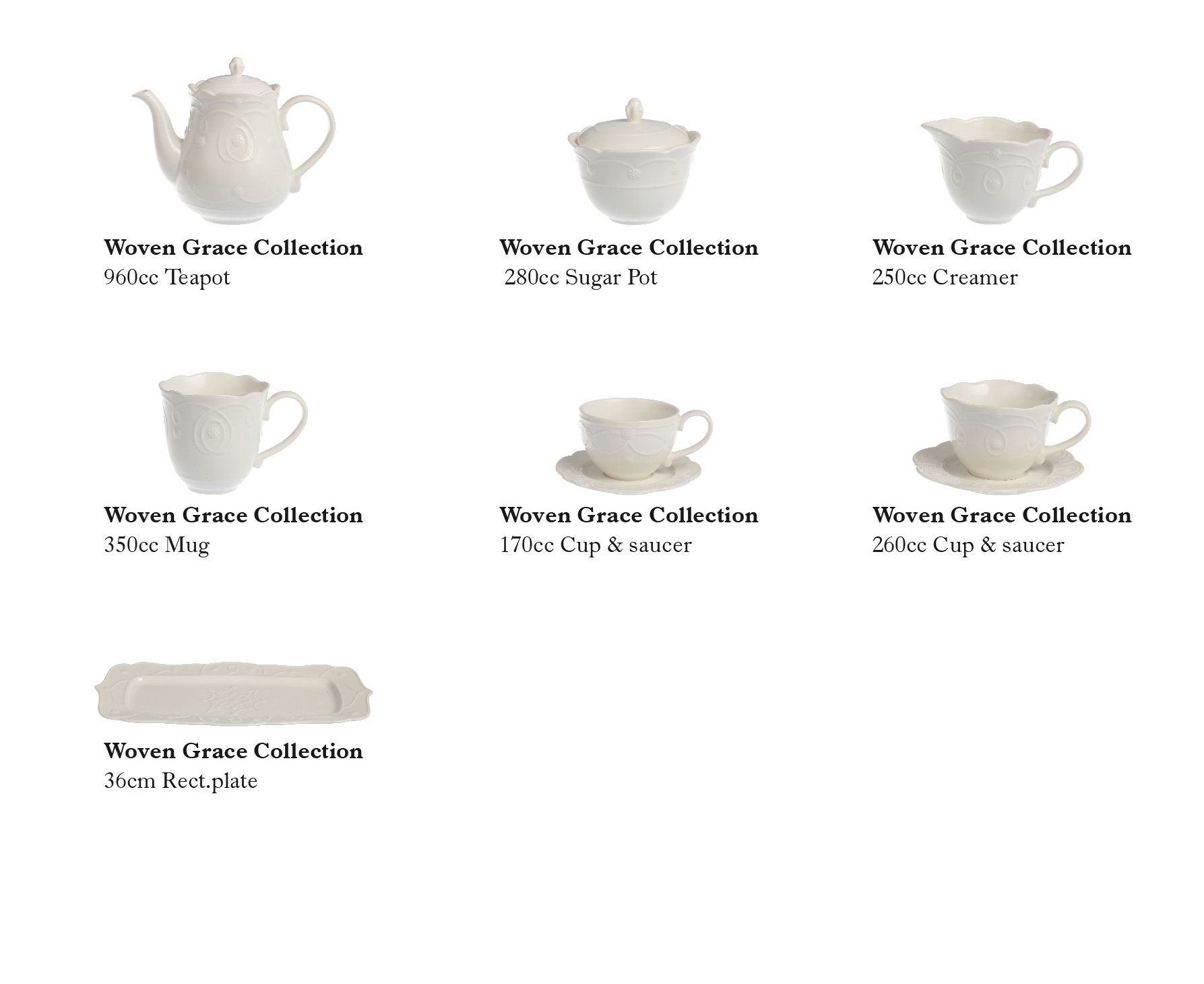 Embossed White Dinnerware Bulk, Elegant Tableware Collection-3