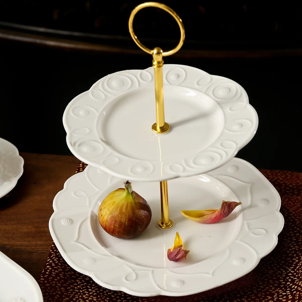 Embossed White Dinnerware Bulk, Elegant Tableware Collection-7