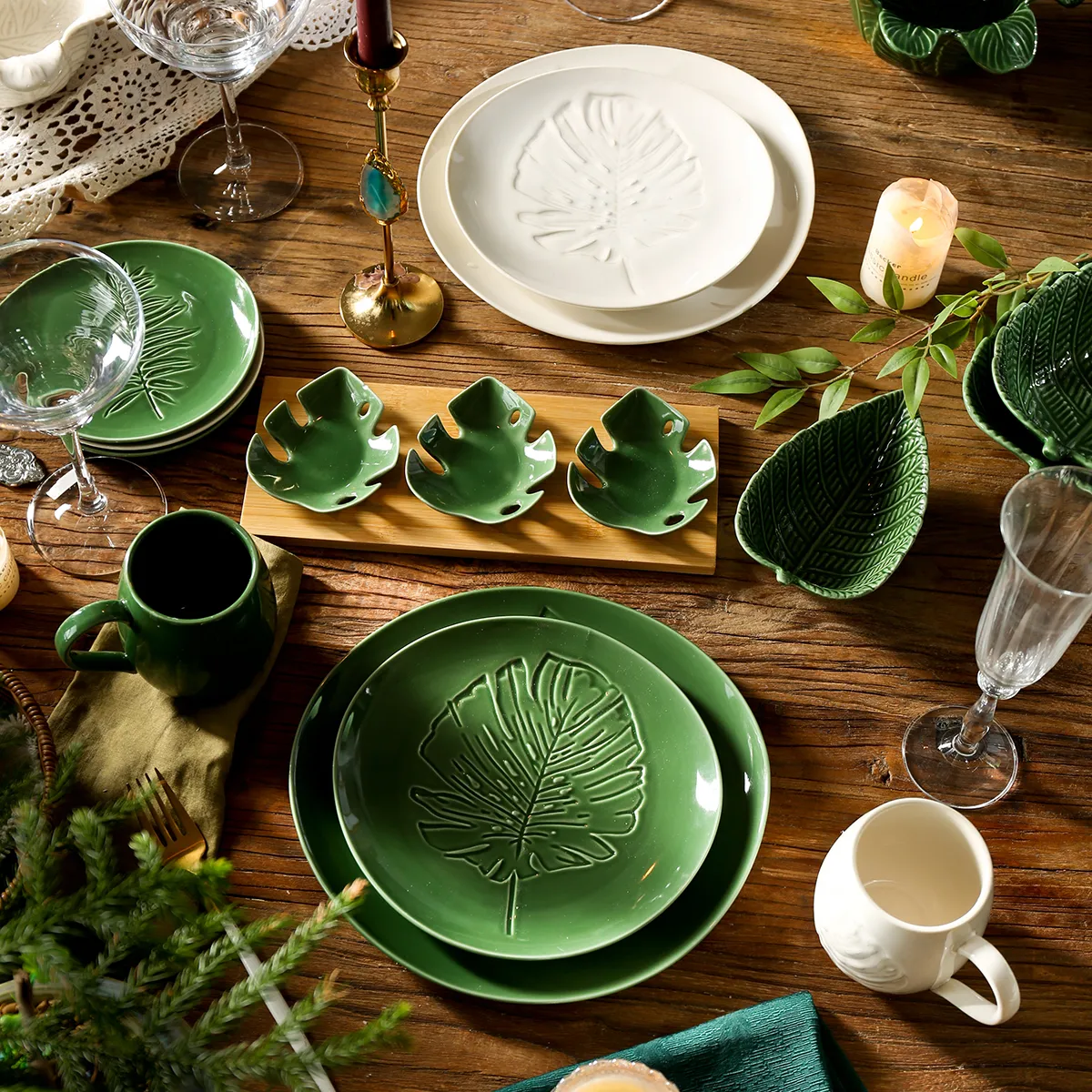 Natural Leaf Shape Porcelain Dinnerware Wholesale Supply-15