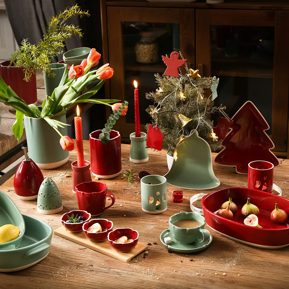 New Design Wholesale Serveware, Christmas Plate Bowl Cup Set-15