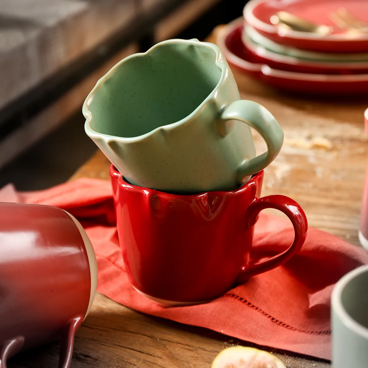 New Design Wholesale Serveware, Christmas Plate Bowl Cup Set-16