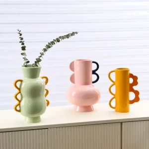 Uniquely Shaped Wholesale Flower Vase with Spiral Handles-1