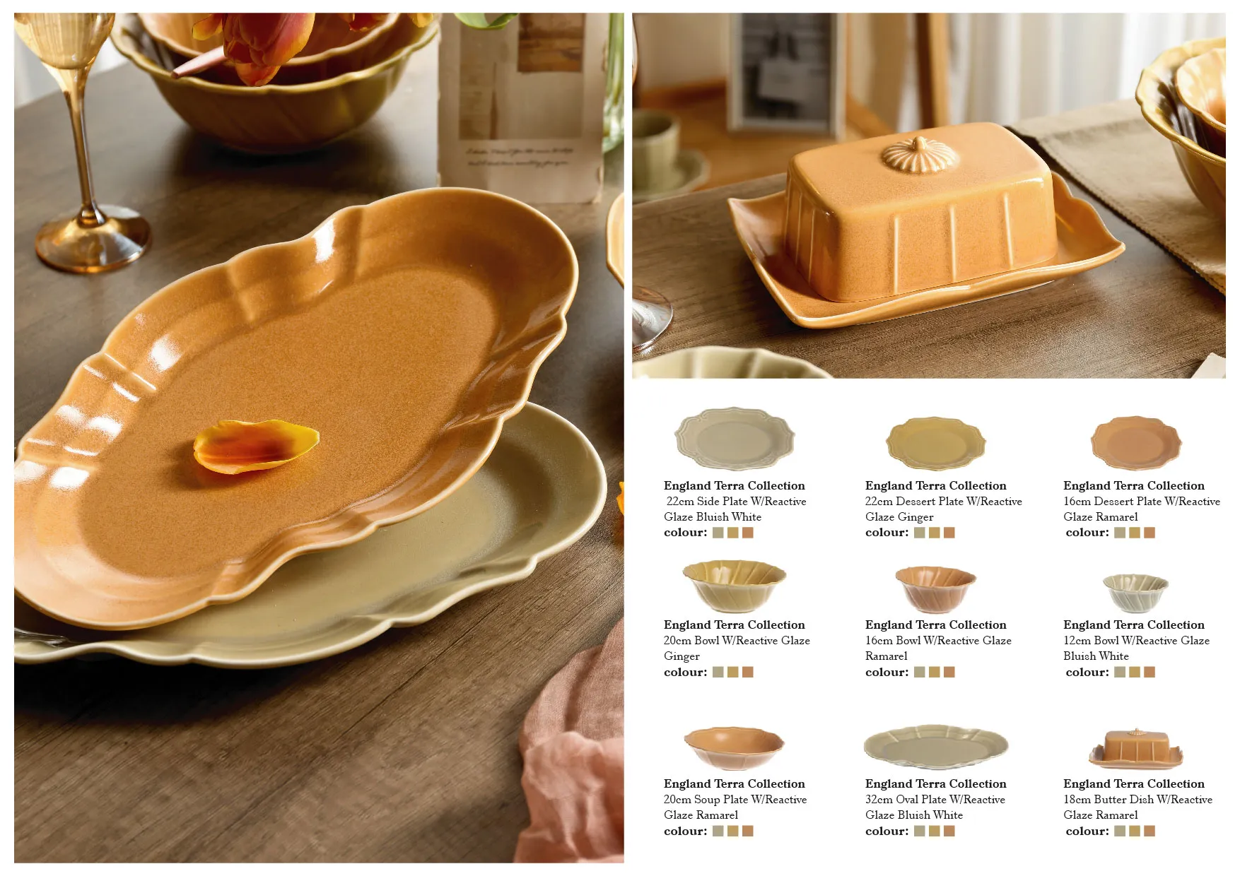 Warm Hue Wholesale Ceramic Crockery Set With Wavy Edges-3