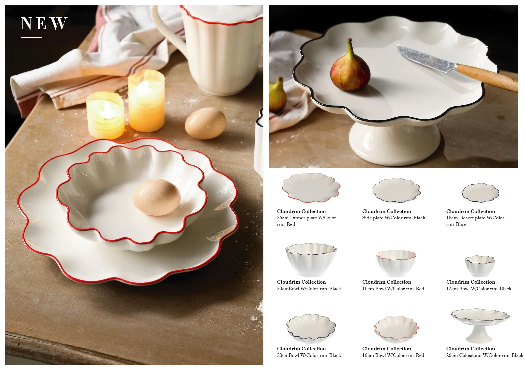 Wholesale Bulk White Dinnerware With Stylish Color Wavy Edge-3
