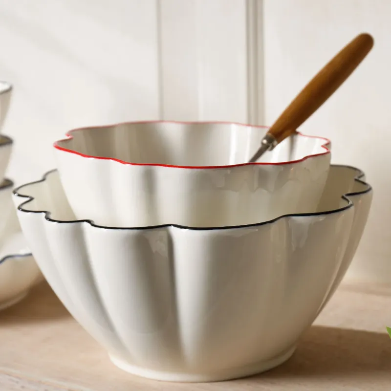 Wholesale Bulk White Dinnerware With Stylish Color Wavy Edge-4