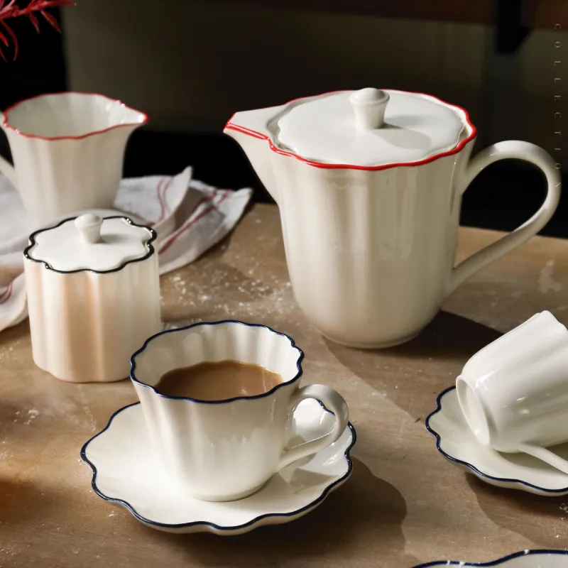 Wholesale Bulk White Dinnerware With Stylish Color Wavy Edge-6