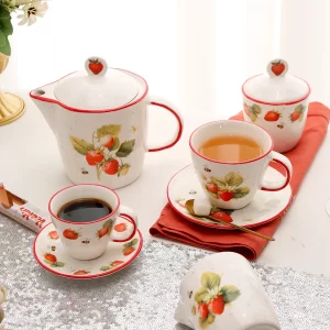 Wholesale English Tea Service Set, Strawberry-Themed Cup Set-2