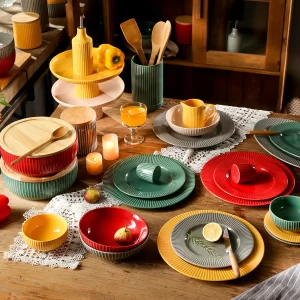 Оптовая продажа современных наборов посуды, красочная стильная посуда-1