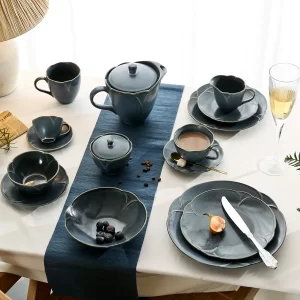 Оптовая продажа керамической посуды, посуда с реактивной глазурью синего цвета-3