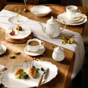 Wholesale White Dinnerware Set, Flower Shape Crockery Supply-1