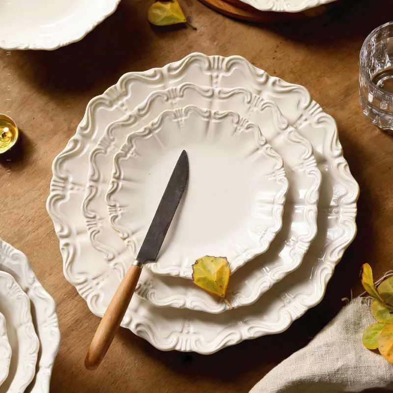 Wholesale White Dinnerware Set, Flower Shape Crockery Supply-2