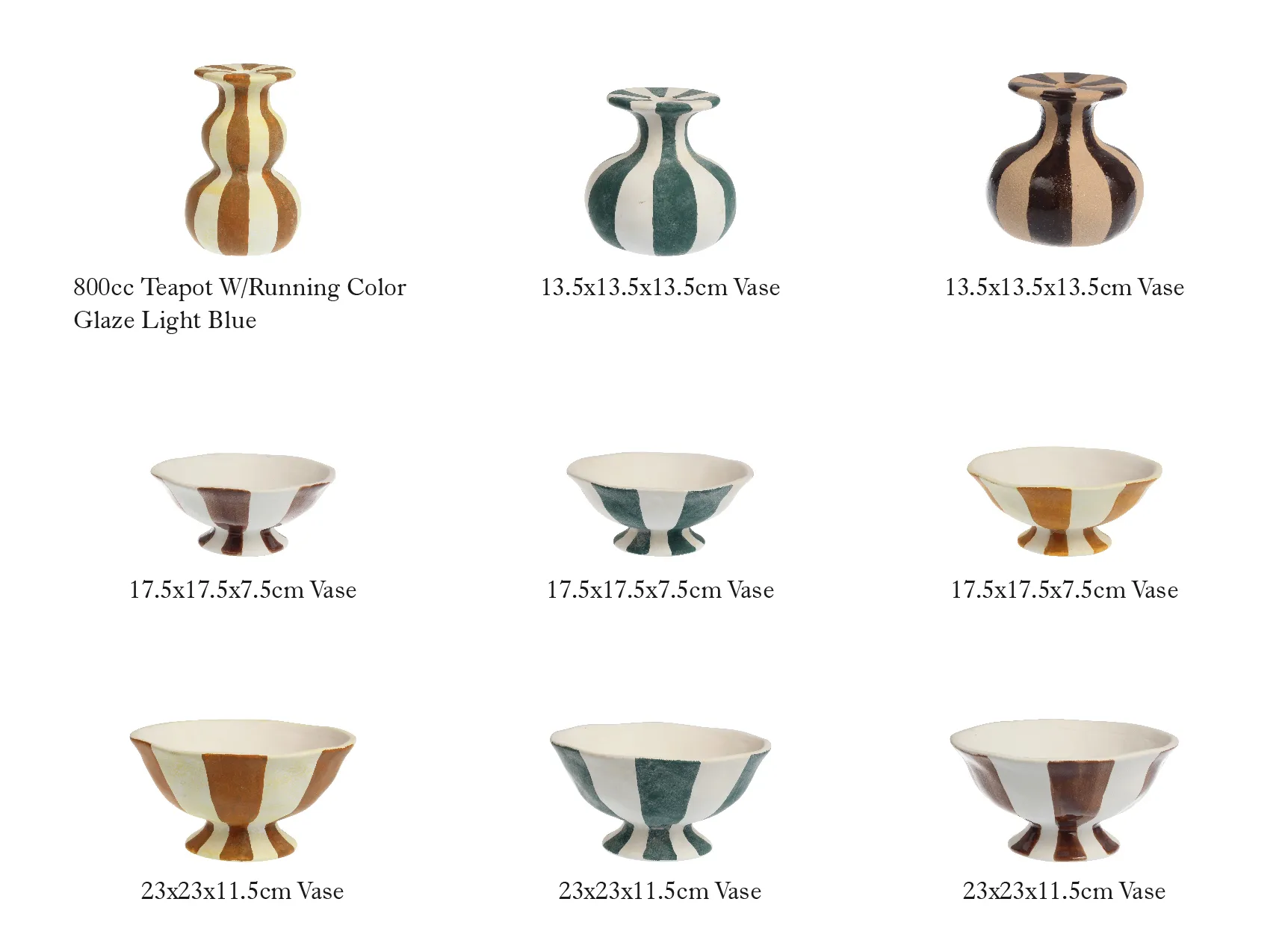 Wide Striped Floral Vase Wholesale with Hand-Brushed Glaze-8