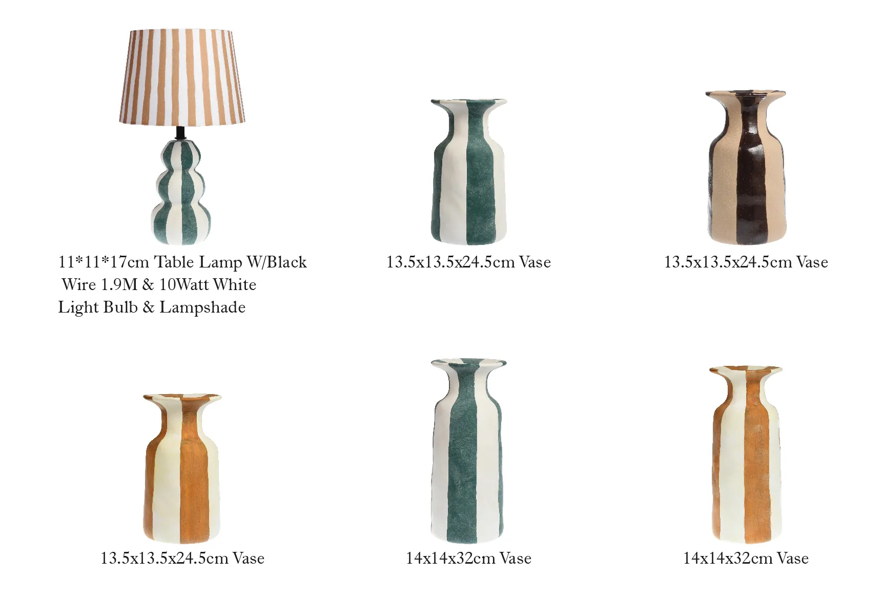 Wide Striped Floral Vase Wholesale with Hand-Brushed Glaze-9