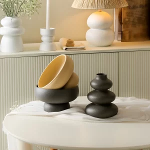 Ceramic Home Decor Vases Wholesale, Stacked Ring Design-1