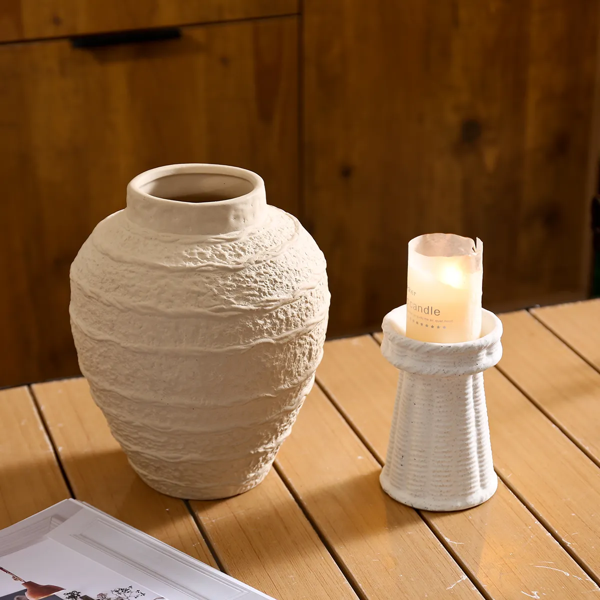 Clay Pillar Candle Stands Wholesale With Minimalist Design-1