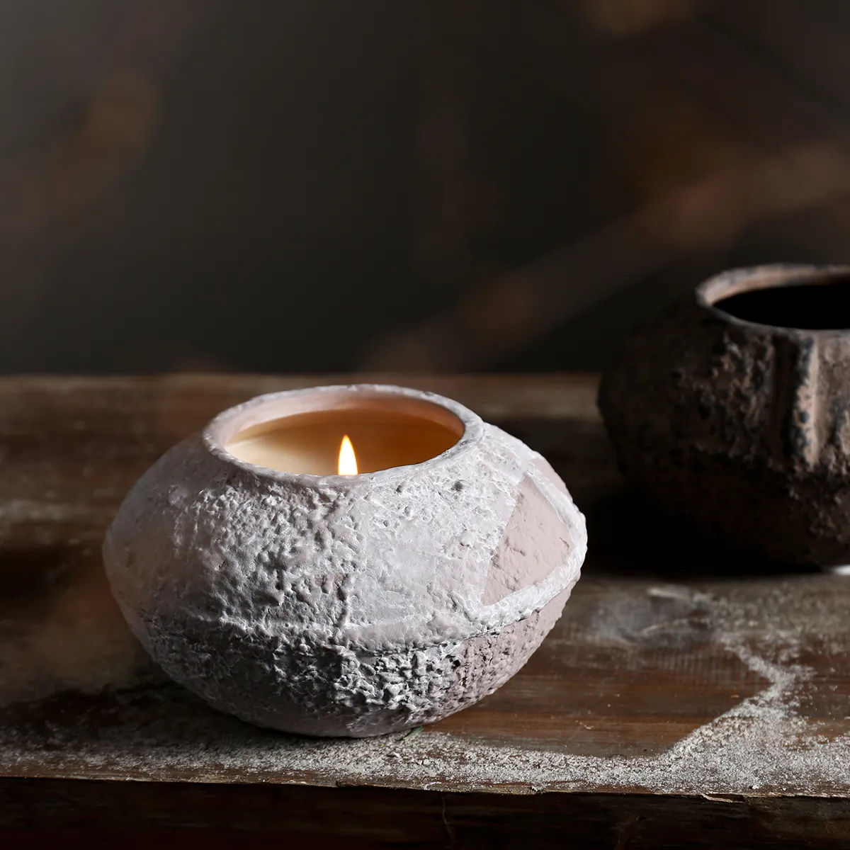 Distressed Finish Wholesale Candle Jars with Stable Low Feet-2