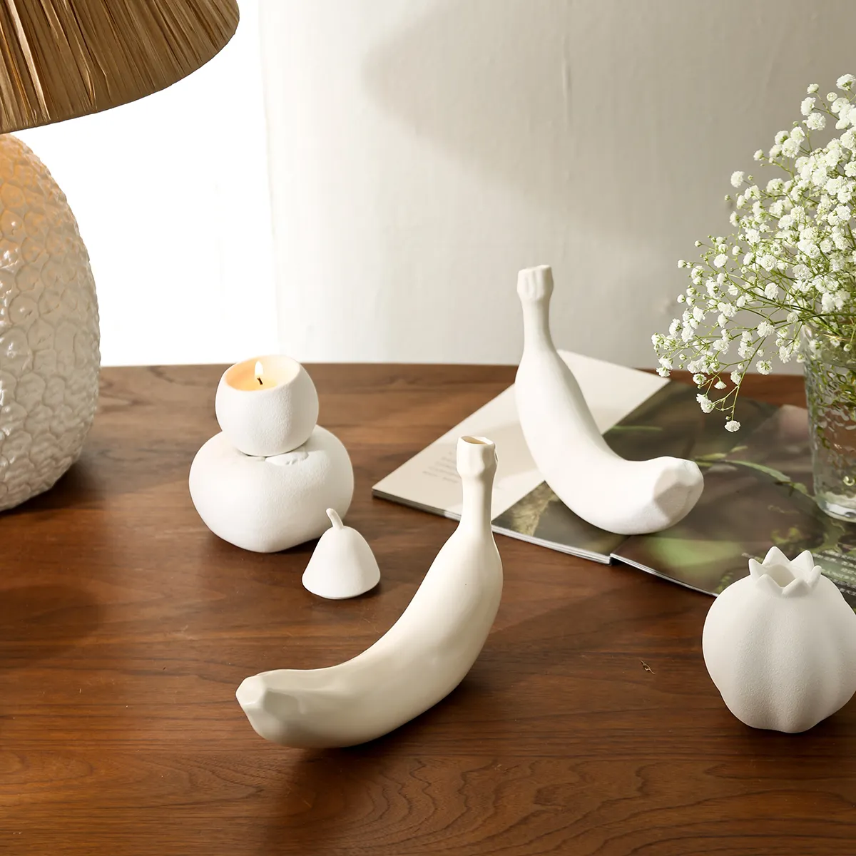 Fruit-Shape Ceramic Candle Jars Wholesale With Lids, Soy Wax-2