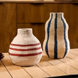Rope-Woven Texture Bulk Flower Vases with Multiple Sizes-2