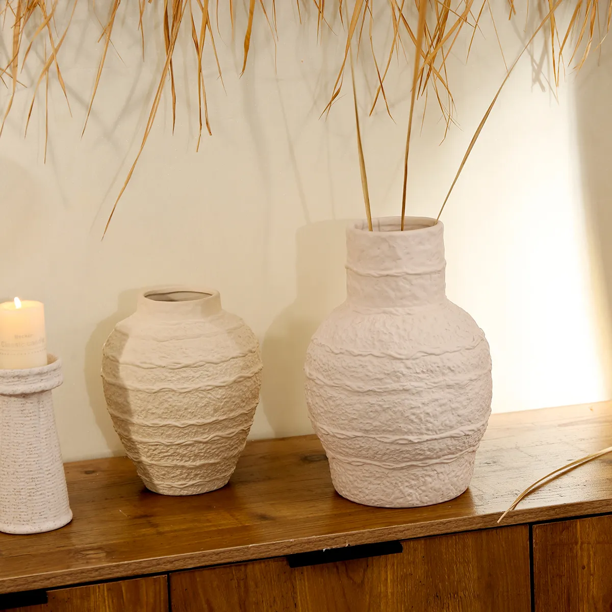 Rope-Woven Texture Bulk Flower Vases with Multiple Sizes-4