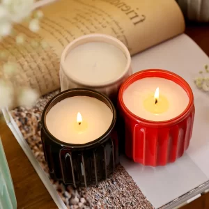 Vertical Stripe Design Candle Jar Wholesale With Soy Wax-2