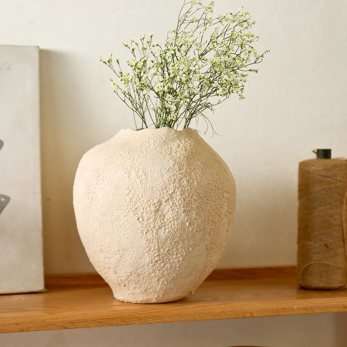 Wabi-Sabi Style Low Ceramic Vases Bulk with Rough Texture-4