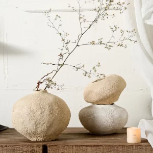 Wabi-Sabi Style Low Ceramic Vases Bulk with Rough Texture-5