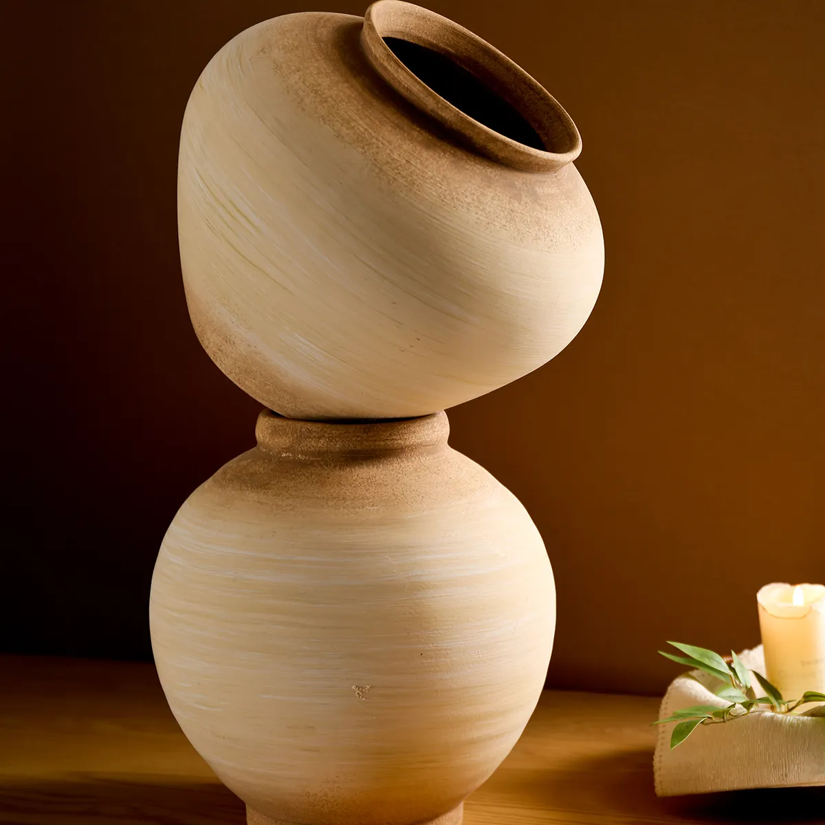 Wabi-Sabi Style Low Ceramic Vases Bulk with Rough Texture-7