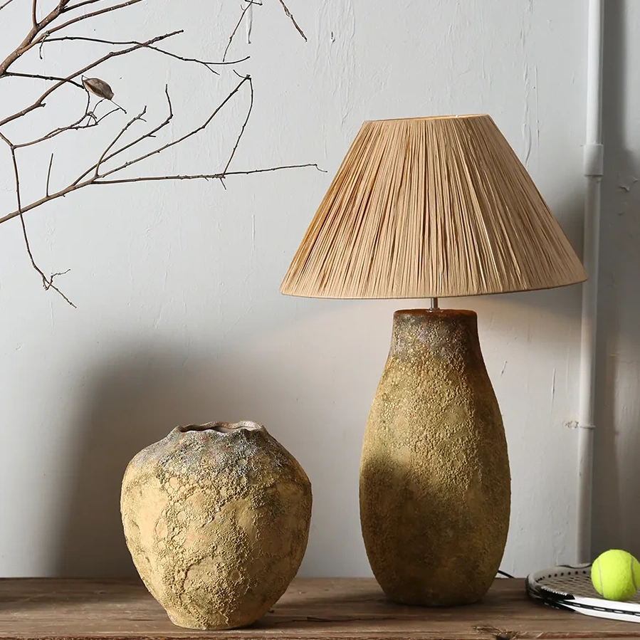 Wholesale Bedside Lamps, Ceramic Base with Pleated Lampshade-1