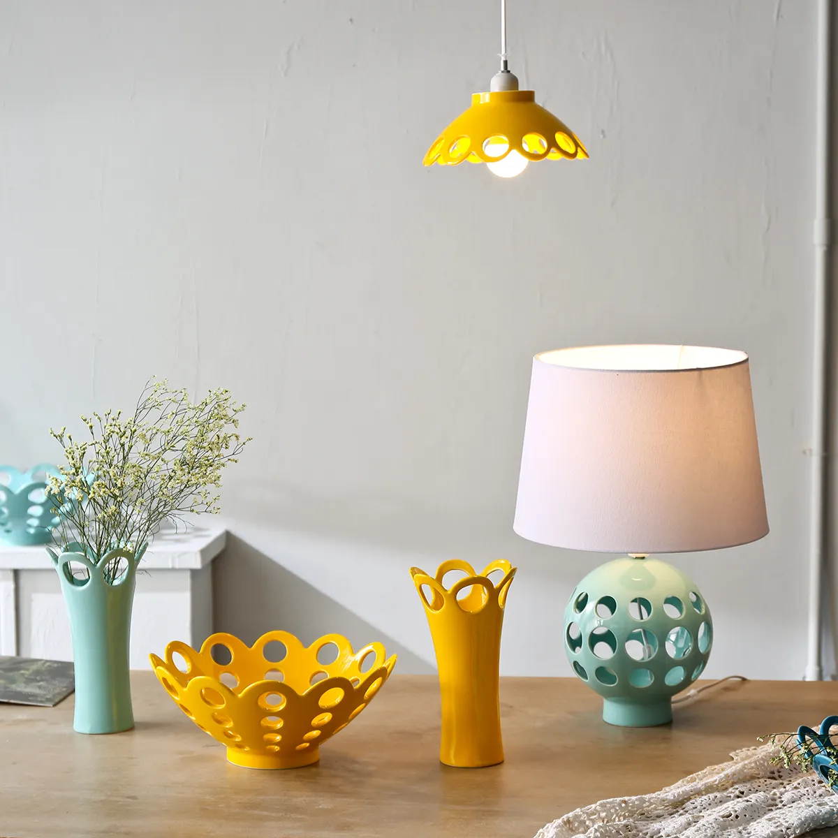 Wholesale Modern Bedside Lamp, Ceramic Base Table Lamps-4