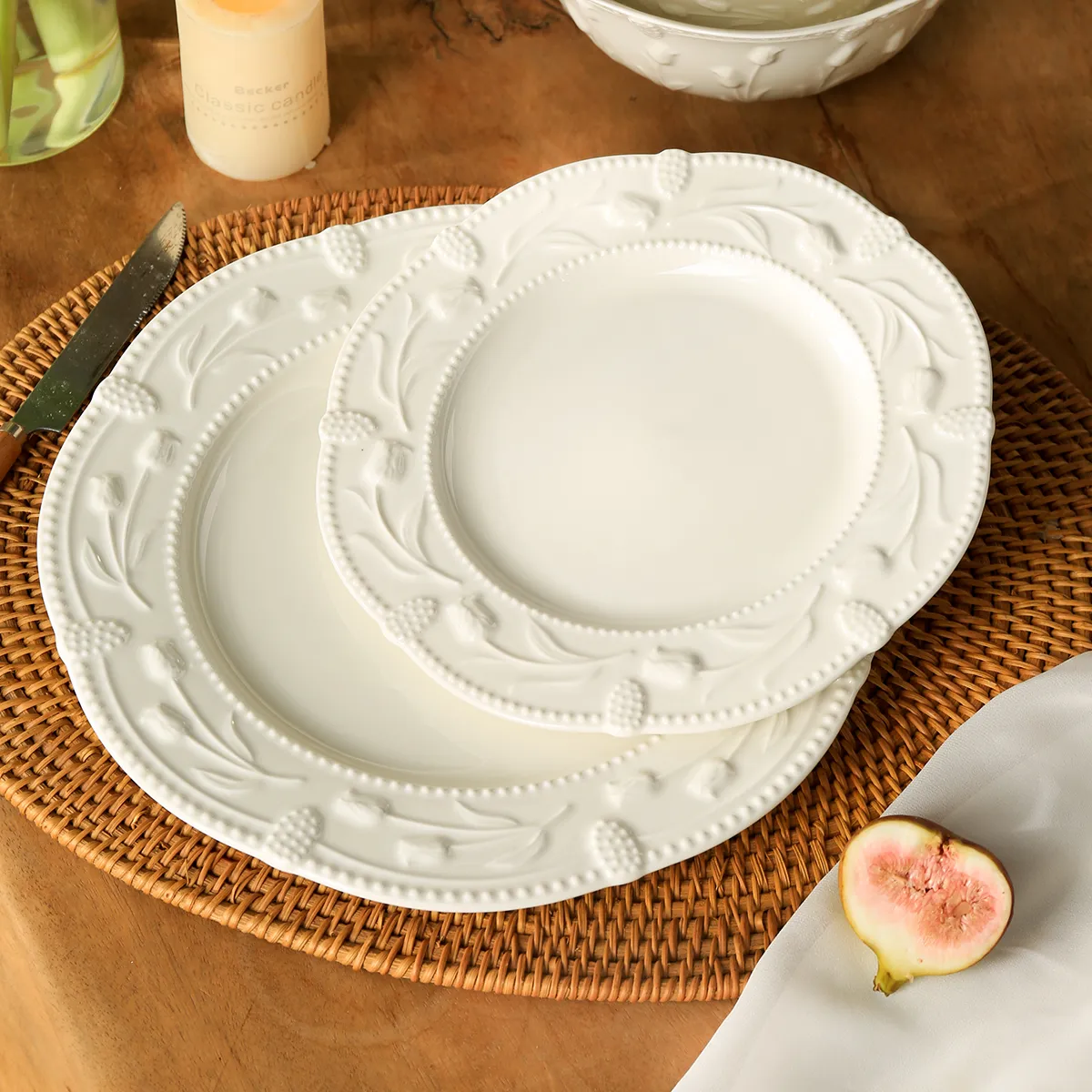 Wholesale Restaurant Crockery, Embossed White Serveware-10