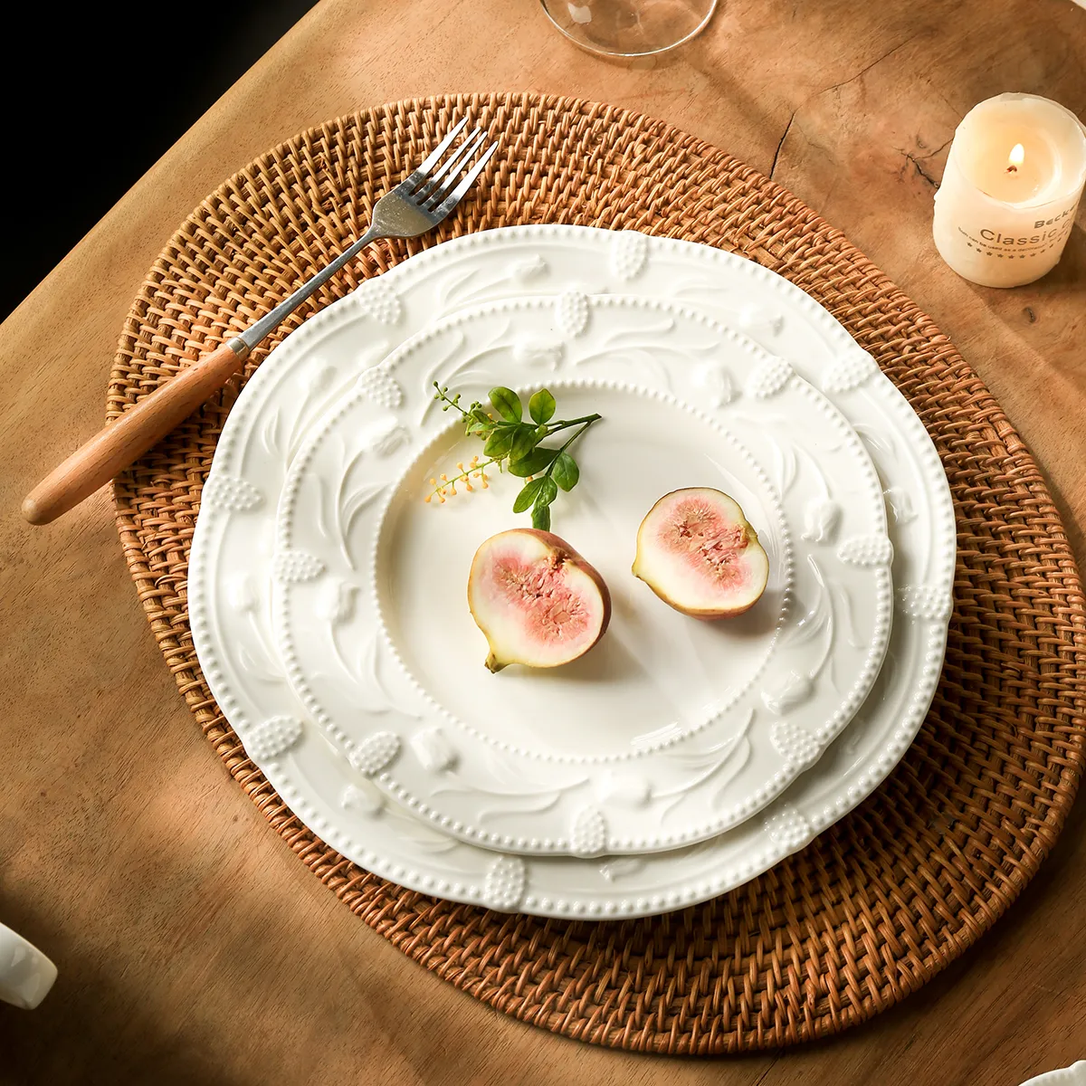 Wholesale Restaurant Crockery, Embossed White Serveware-5