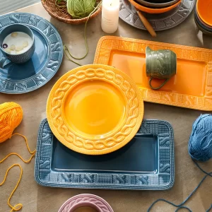 絶妙な卸売ホテル食器、ニット-テクスチャ磁器セット-7