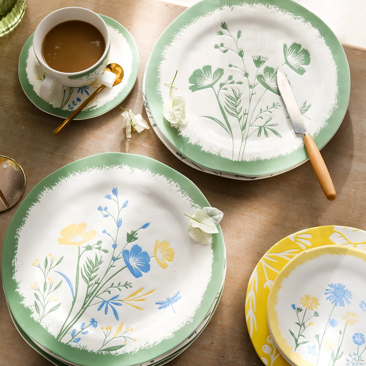 Soft Color Floral Wholesale Dish Sets for Dining & Decor-3