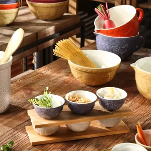 Set de bols de service en gros, bols gaufrés à thème océanique-6