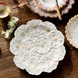 Artistic Floral Porcelain Plates Bulk, Unique Dinner Plates-3