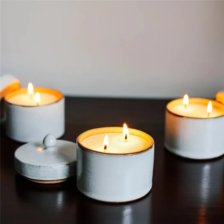 Ceramic Candle Vessels Wholesale, Ribbed Minimalist Jars-1
